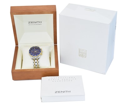 Lot 162 - A stainless steel and gold Zenith El Primero Rainbow Automatic watch