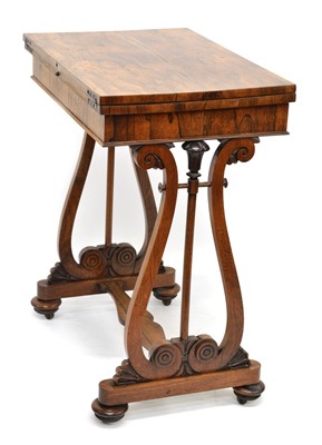 Lot 377 - Victorian rosewood fold-over card table