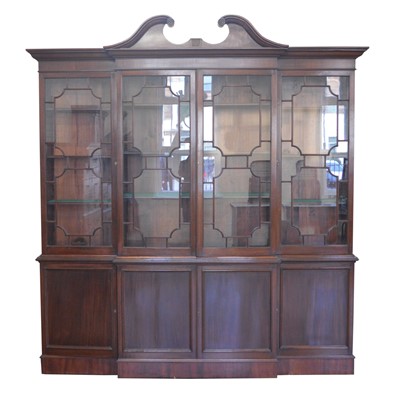 Lot 337 - Mid 20th century mahogany breakfront bookcase