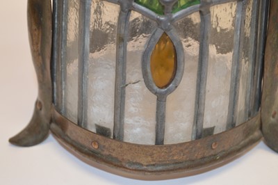 Lot 235 - Arts & Crafts stained glass lantern