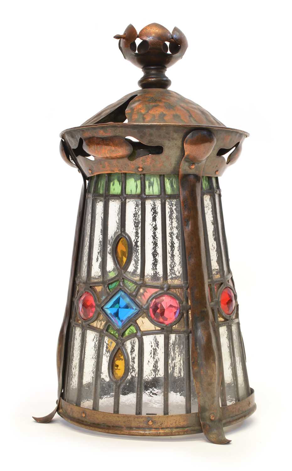 235 - Arts & Crafts stained glass lantern