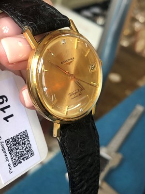 Lot 119 - A 1960s 18ct gold Longines Flagship automatic wristwatch