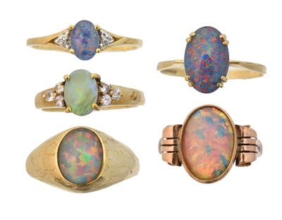 Lot 68 - Five 9ct gold gem-set dress rings
