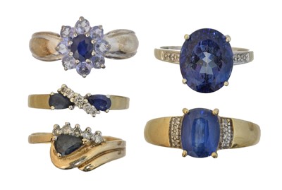 Lot 86 - Five 9ct gold gem-set dress rings