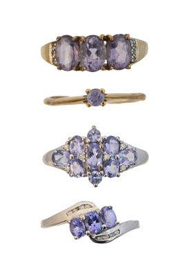 Lot 136 - Four 9ct gold tanzanite dress rings