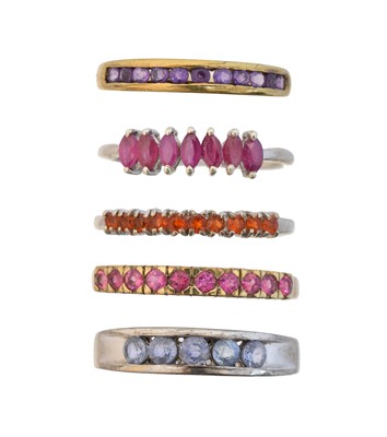 Lot 97 - Five gem-set band rings