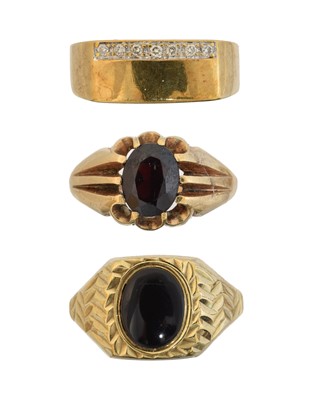 Lot 66 - Three 9ct gold signet rings