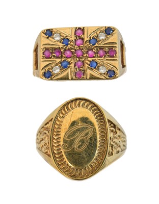 Lot 50 - Two 9ct gold signet rings