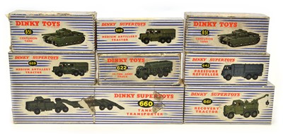 Lot 190 - Eight boxed Dinky diecast military vehicles to...