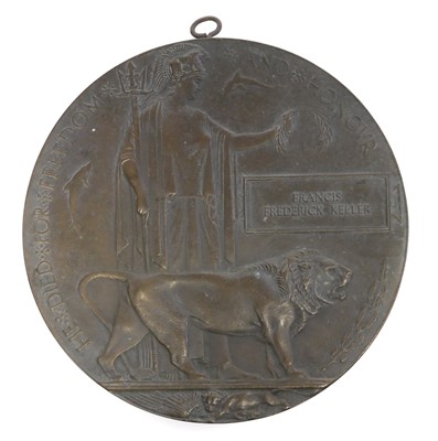 Lot 393 - WWI bronze death plaque