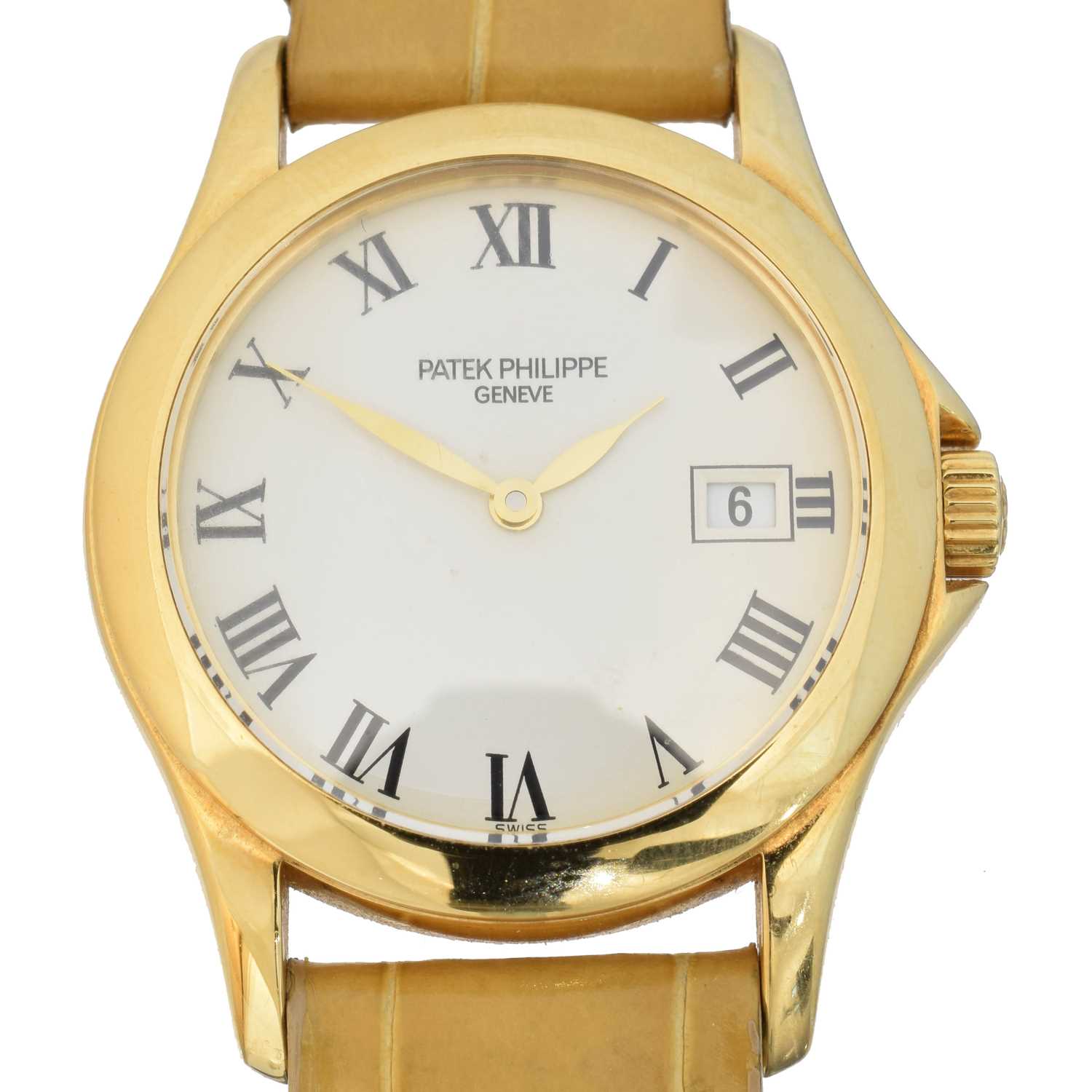 Lot 134 - An 18ct gold Patek Philippe Calatrava wristwatch