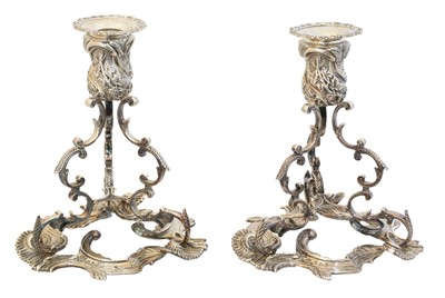 Lot 143 - A pair of Dublin silver candlesticks