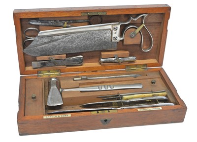 Lot 257 - 19th Century mahogany cased field surgeons kit by Arnold & Sons