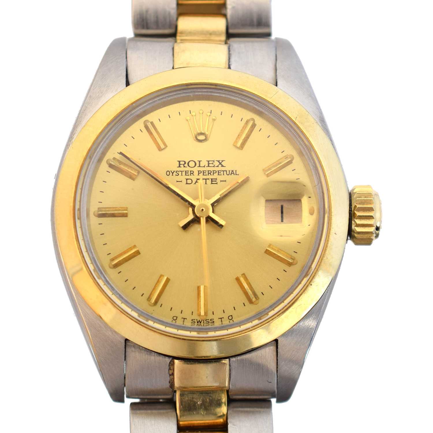 Lot 142 - A ladies steel and gold Rolex Oyster Perpetual Date wristwatch