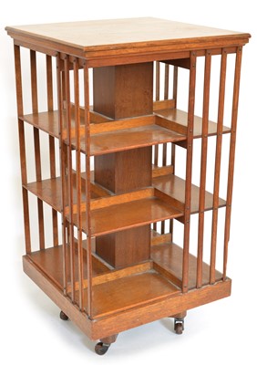 Lot 333 - Edwardian oak revolving bookcase