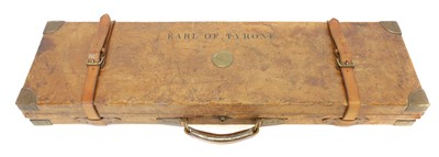 Lot 260 - Best quality English brass bound leather and oak gun case