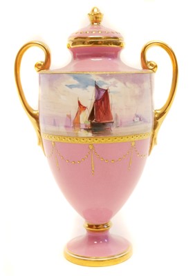 Lot 203 - Minton lidded vase signed J.E. Dean