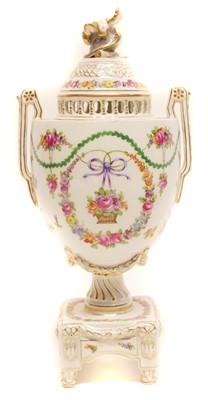 Lot 205 - Dresden lidded vase and cover