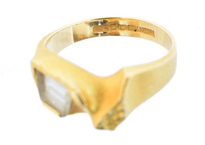 Lot 162 - An 18ct gold aquamarine dress ring by Lapponia