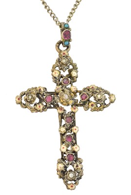 Lot 60 - An Austro-Hungarian silver cross pendant