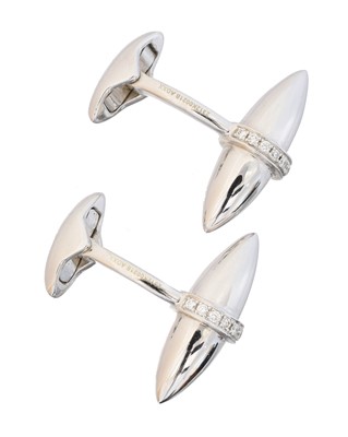 Lot 156 - A pair of 18ct gold diamond 'Velocity' cufflinks by Boodles