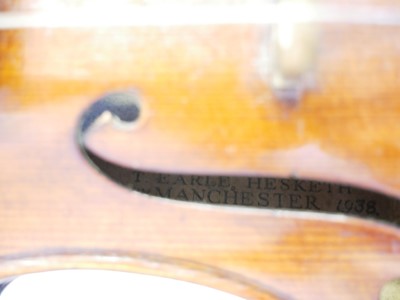 Lot 135 - Earle Hesketh violin dated 1938