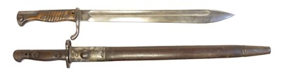 Lot 346 - P1907 Lee Enfield bayonet and scabbard also a German Butcher Bayonet