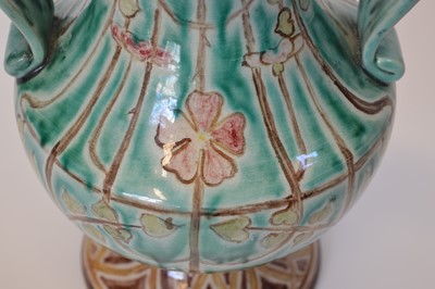 Lot 69 - Della Robbia twin handled footed vase