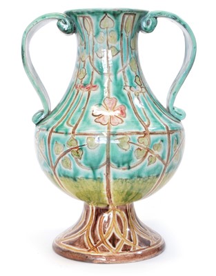 Lot 69 - Della Robbia twin handled footed vase