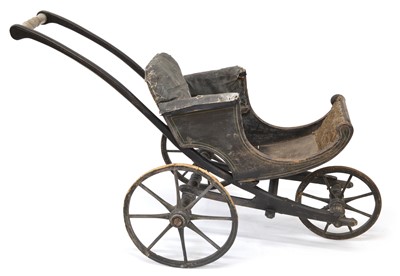 Lot 232 - Victorian black painted pine child's pushchair