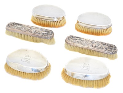 Lot 179 - Six silver backed brushes