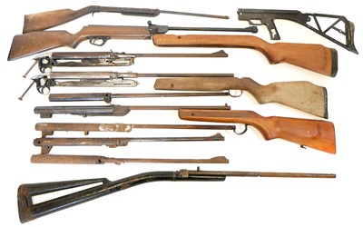 Lot 270 - Collection of air rifle cylinders, barrels and stocks