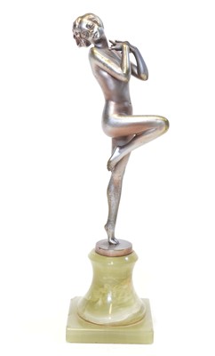 Lot 26 - Art Deco silvered bronze figure of a nude woman