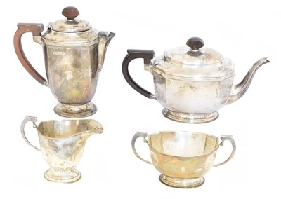 Lot 173 - A George VI silver four piece teaset
