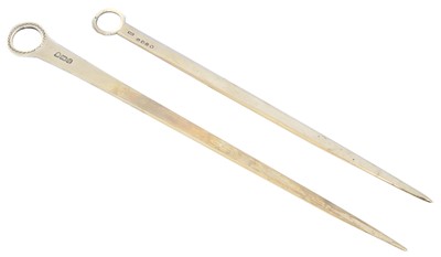 Lot 170 - Two Georgian silver meat skewers