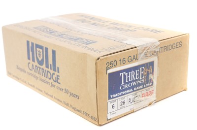 Lot 230 - 250 Three Crowns 16 bore shotgun ammunition. LICENCE REQUIRED.