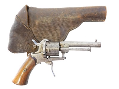 Lot 18 - Belgian pinfire revolver with holster