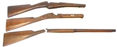 Lot 268 - Berthier rifle stock and two other stocks and a forend