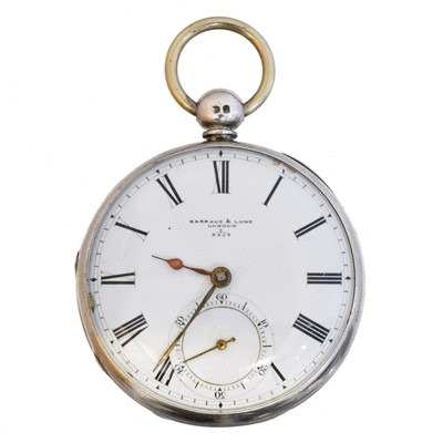 Lot 224 - A silver open face pocket watch by Barraud & Lund, London
