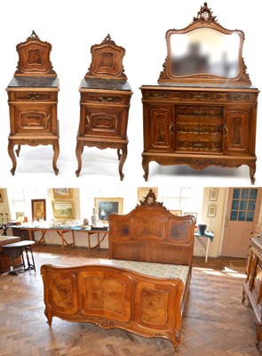 Lot 258 - Continental walnut bedroom suite