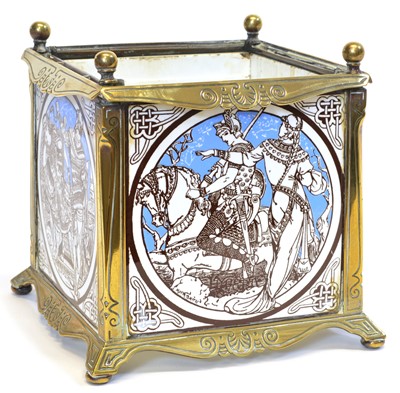 Lot 95 - Brass Planter with Four Minton Tiles Designed by John Moyr Smith
