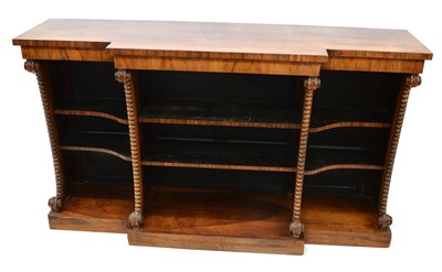 Lot 316 - Victorian rosewood veneered breakfront bookcase
