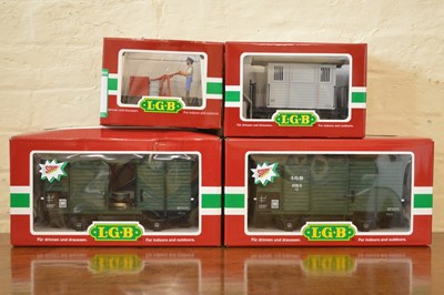Lot 194 - LGB G Scale rolling stock and a handcar