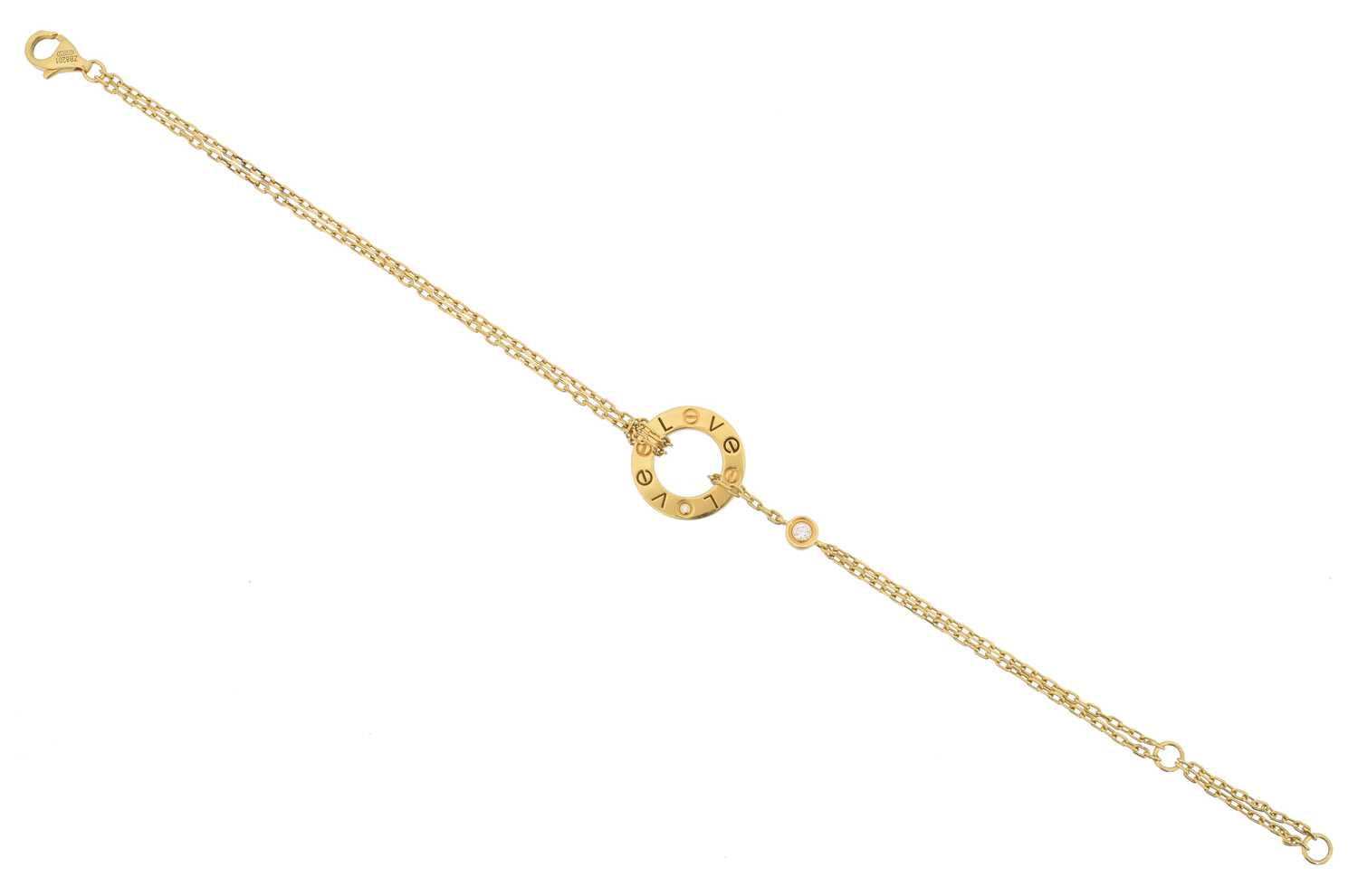 Lot 49 - An 18ct gold diamond 'Love' bracelet by Cartier