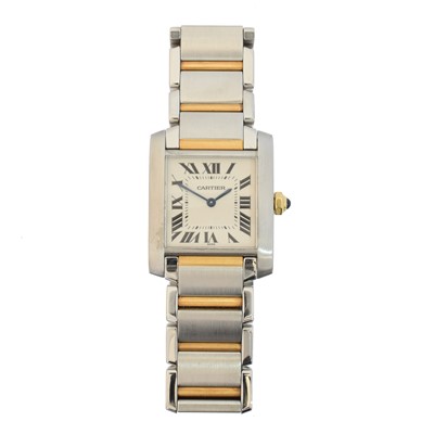 Lot 189 - A steel and gold Cartier Tank Francaise wristwatch