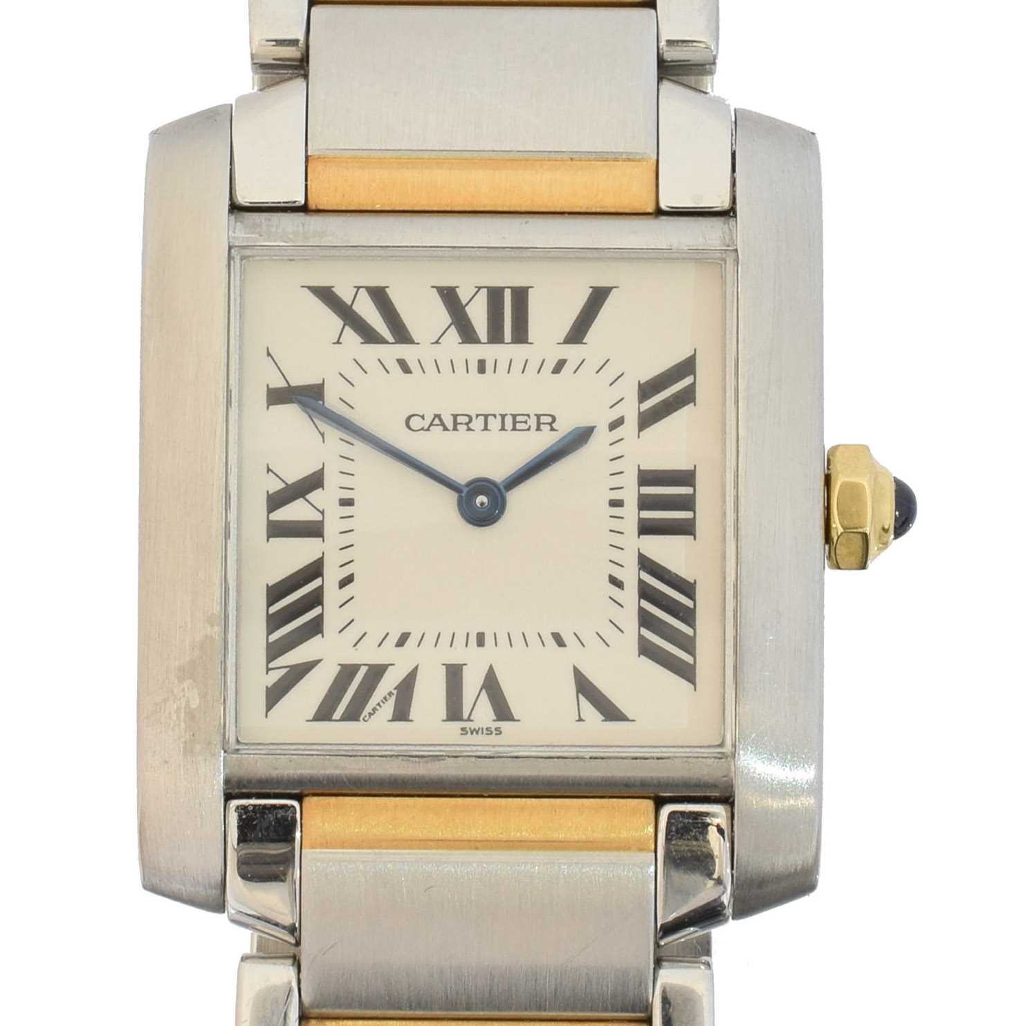 Lot 189 - A steel and gold Cartier Tank Francaise wristwatch