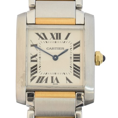 Lot 189 - A steel and gold Cartier Tank Francaise wristwatch