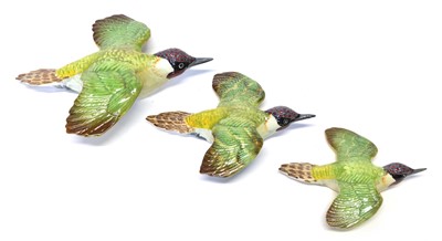 Lot 82 - Set of three Beswick Green Woodpeckers