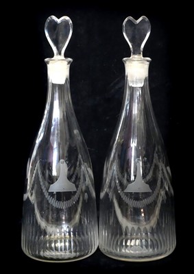 Lot 170 - Pair of masonic glass decanters