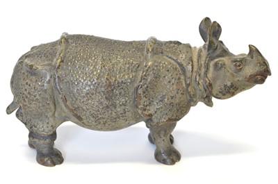 Lot 24 - Cold painted bronze Rhinoceros